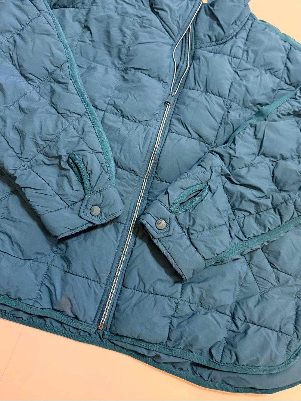 Free People Movement PippaPackable TealBlue Quilted PufferJacket oversized stain - Picture 13 of 16